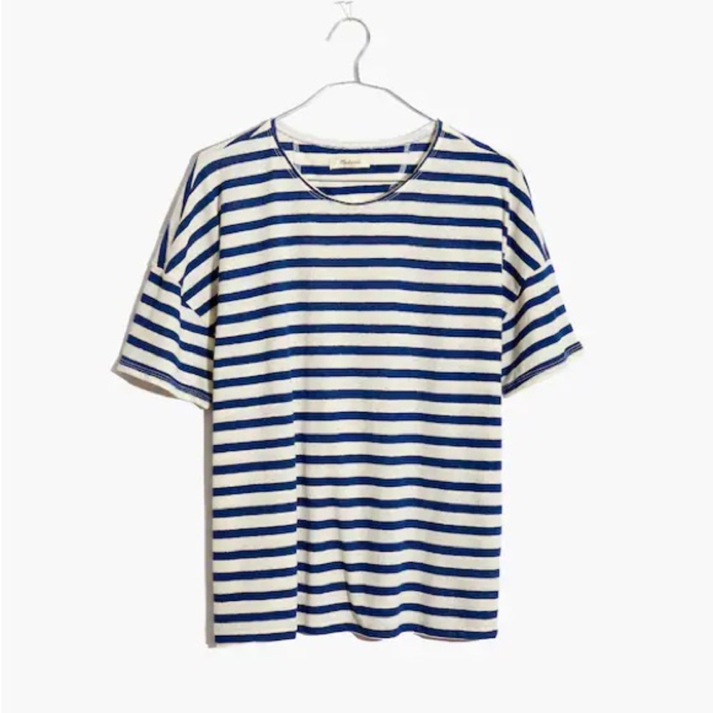 NWT Madewell Linen Striped Shirt (Royal Blue)